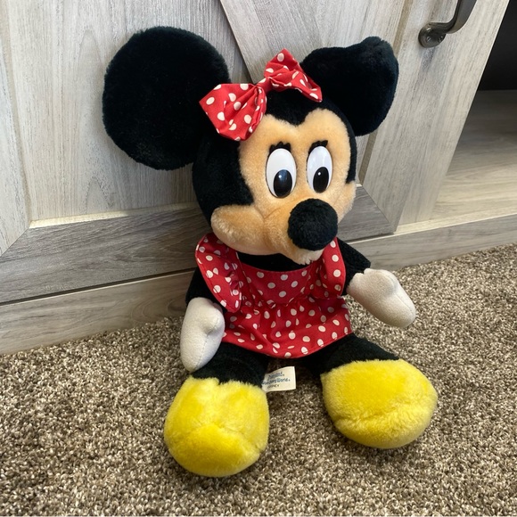 Vintage Disneyland Walt Disney World Minnie Mouse Plush Polka Dot Dress Toy - Picture 5 of 8
